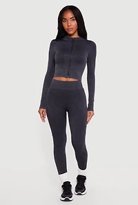 Mineral Wash Ribbed Seamless High Waisted Leggings