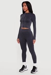Mineral Wash Ribbed Seamless High Waisted Leggings