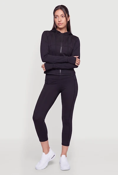 Cell Phone Pocket Mid Rise Capri Leggings