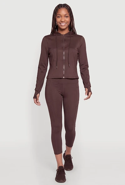 Cell Phone Pocket Mid Rise Capri Leggings