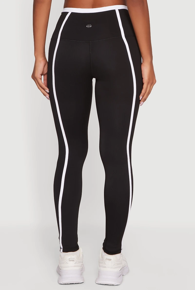 Contrast Trim Pipping Detail High Waisted Leggings