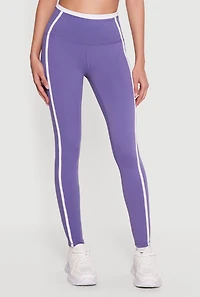 Contrast Trim Pipping Detail High Waisted Leggings