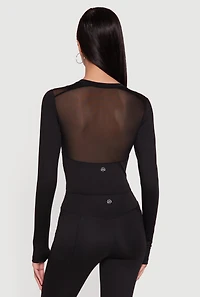 Mesh Detail Long Sleeve Active Top with Thumb Holes