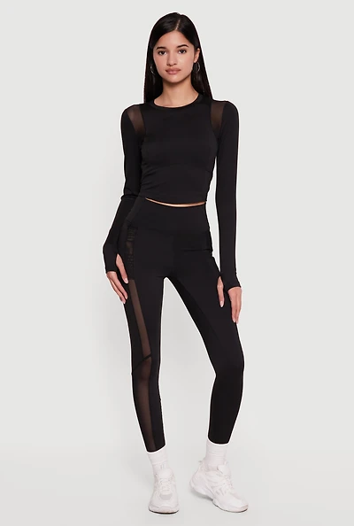 Mesh Detail Side Pocket Active Leggings