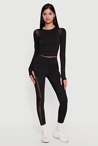 Mesh Detail Side Pocket Active Leggings