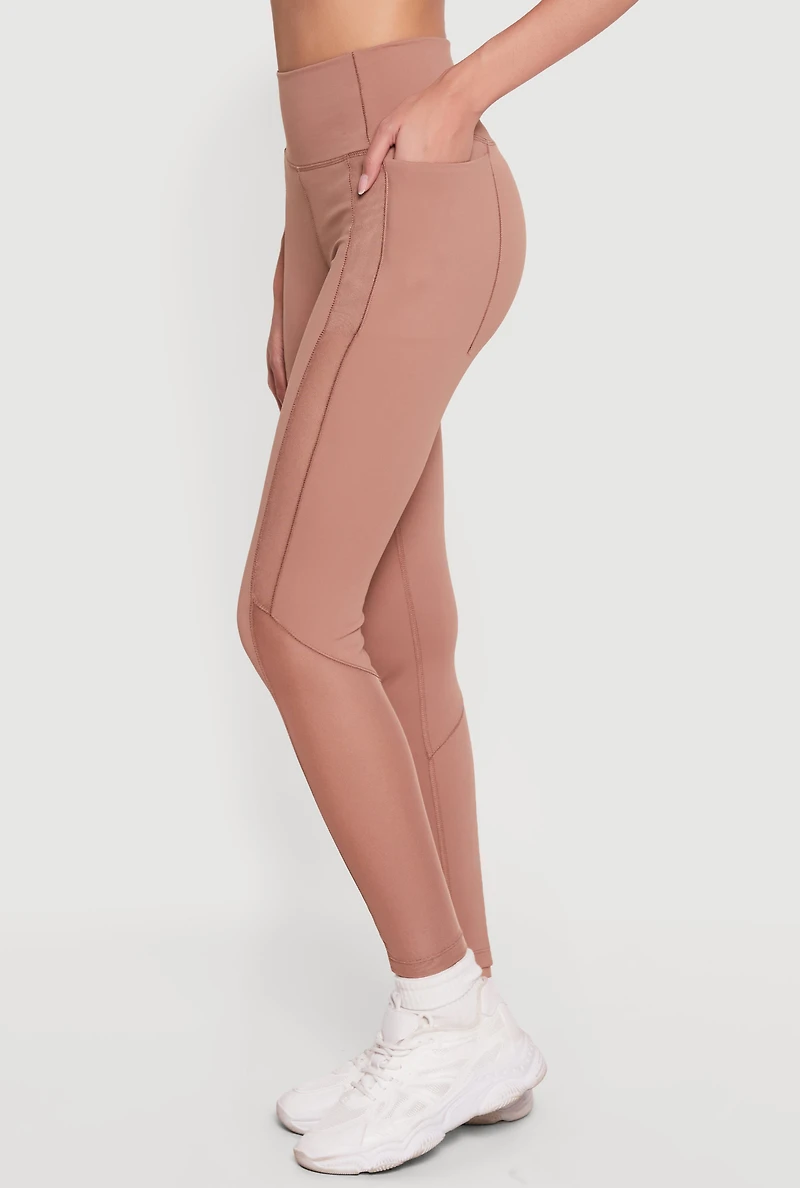 Mesh Detail Side Pocket Active Leggings