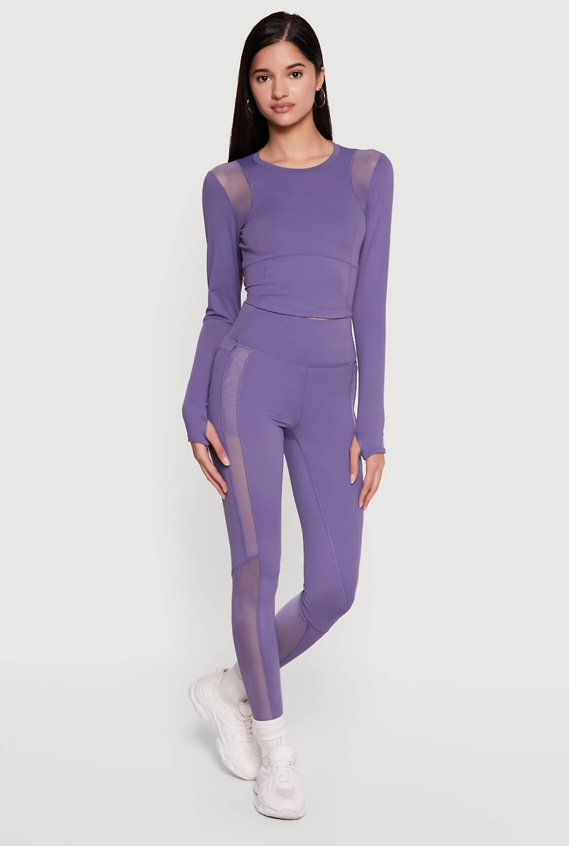 Mesh Detail Side Pocket Active Leggings