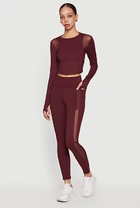 Mesh Detail Side Pocket Active Leggings