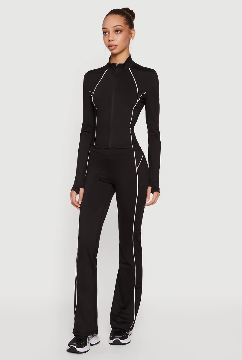 Contrast Piping Active Jacket with Thumb Holes