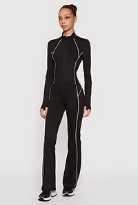 Contrast Piping Active Jacket with Thumb Holes