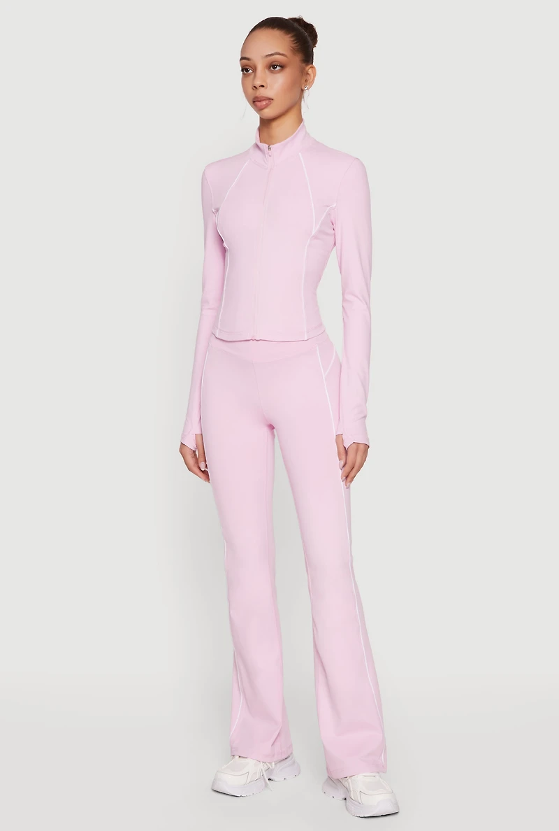 Contrast Piping Active Jacket with Thumb Holes