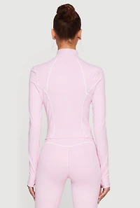 Contrast Piping Active Jacket with Thumb Holes