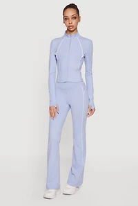 Contrast Piping Active Jacket with Thumb Holes