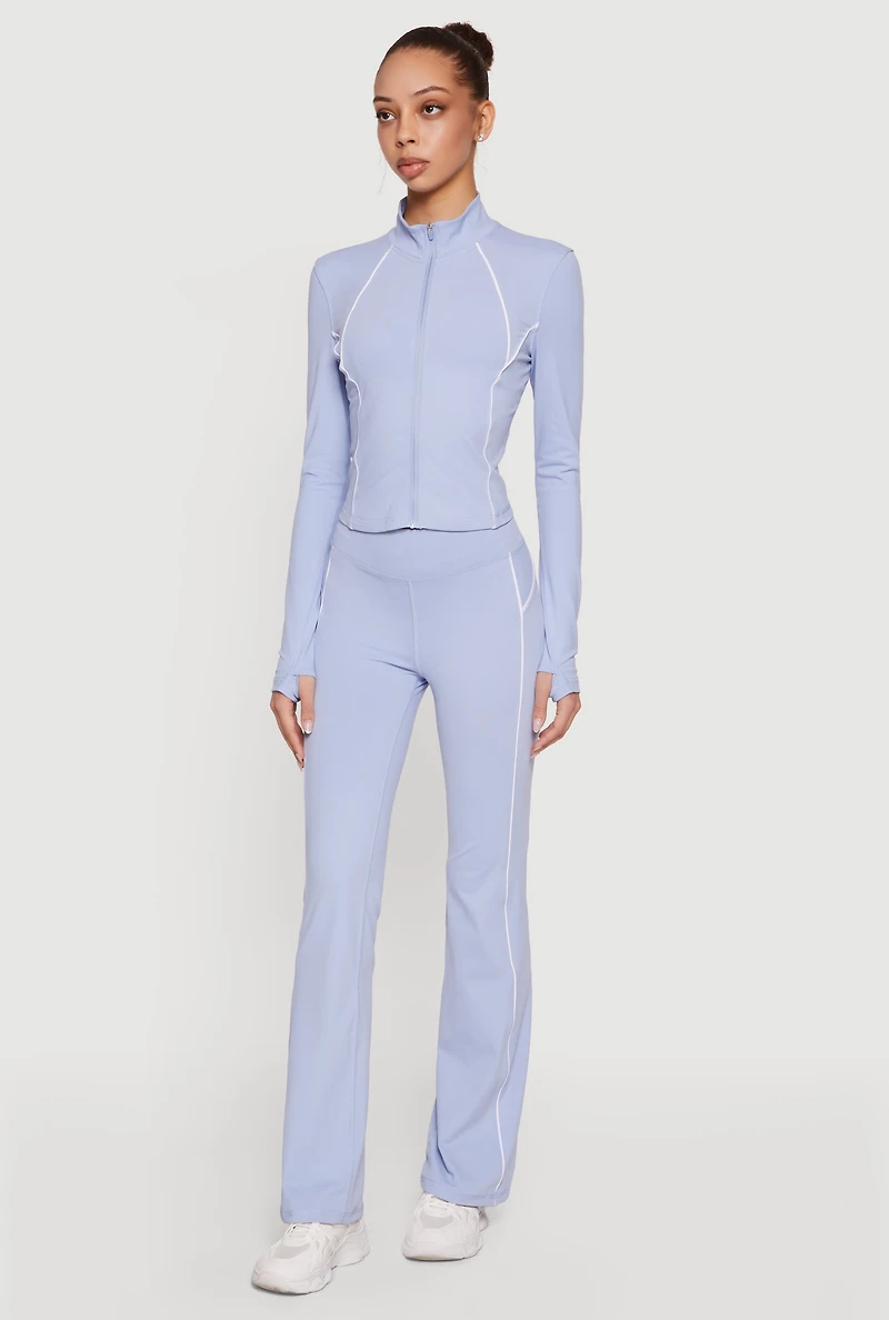 Contrast Piping Active Jacket with Thumb Holes