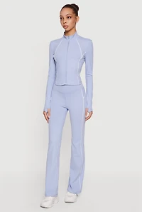 Contrast Piping Active Jacket with Thumb Holes