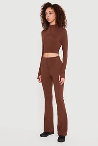 Long Sleeve Mock Neck Half Zip Crop Top
