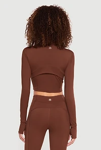 Long Sleeve Mock Neck Half Zip Crop Top