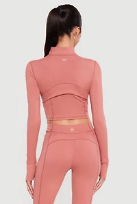 Long Sleeve Mock Neck Half Zip Crop Top