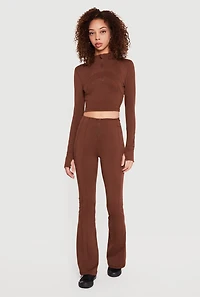 Zip Front Flare Leg Active Pants