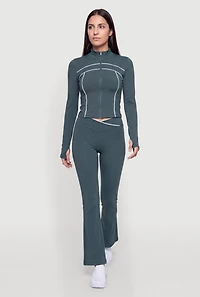 Contrast Piping Active Jacket with Thumb Holes
