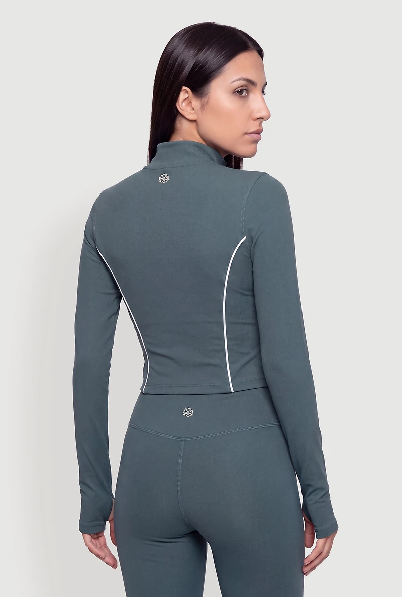 Contrast Piping Active Jacket with Thumb Holes