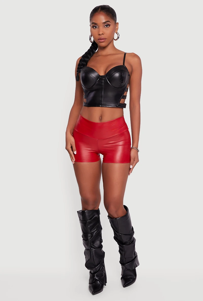 Faux Leather Ruched Side Shorts