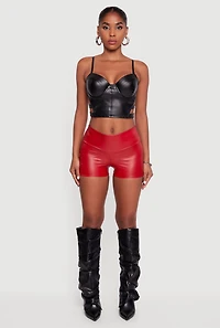 Faux Leather Ruched Side Shorts