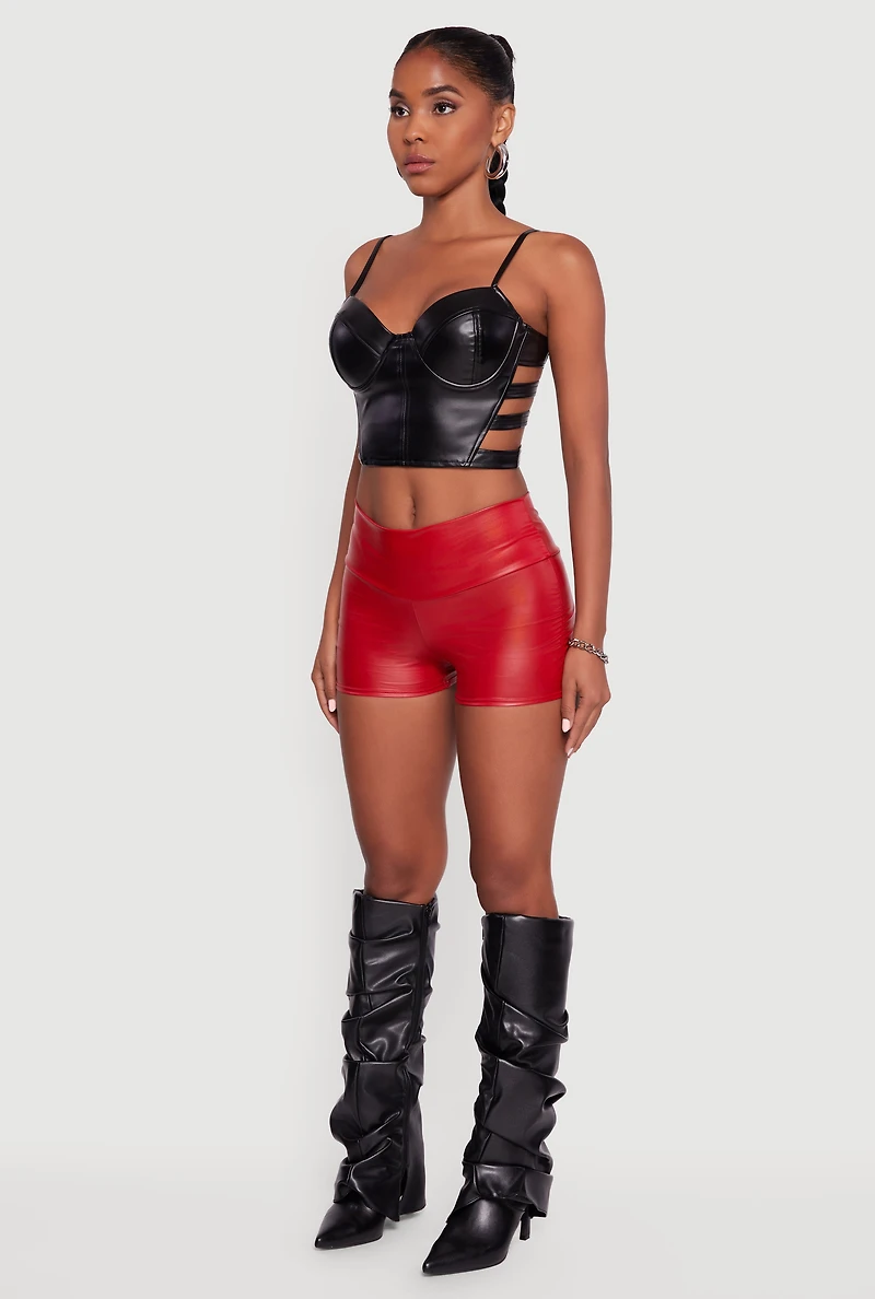 Faux Leather Ruched Side Shorts