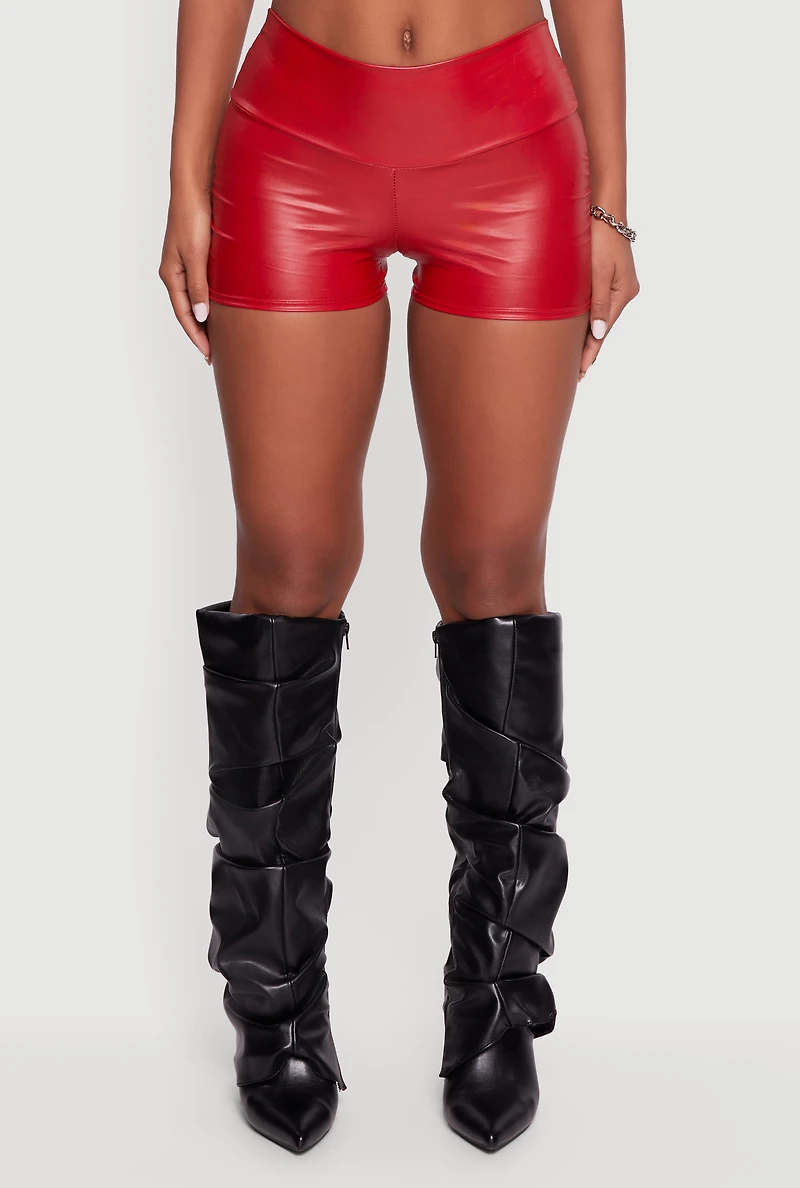 Faux Leather Ruched Side Shorts