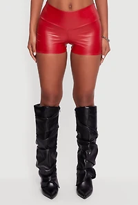 Faux Leather Ruched Side Shorts