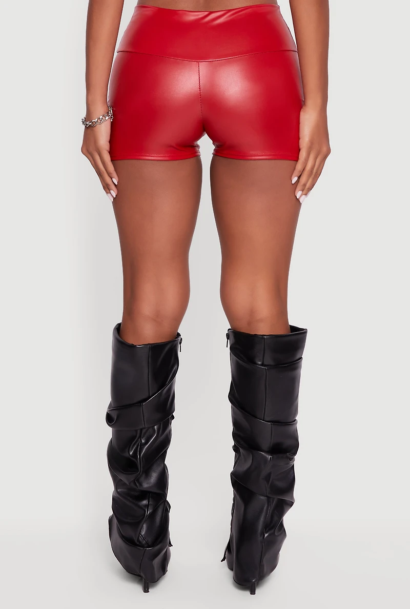 Faux Leather Ruched Side Shorts