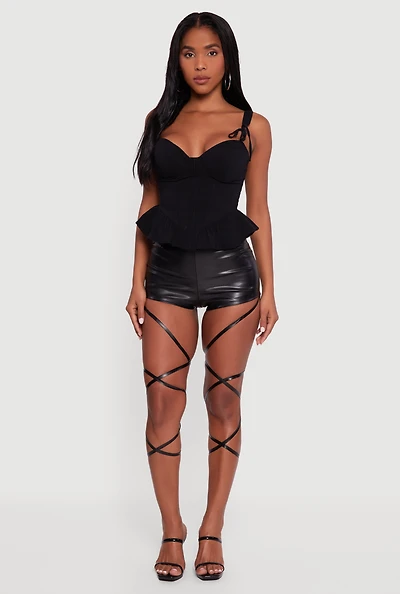 Faux Leather Lace Up Micro Shorts