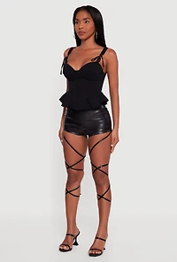 Faux Leather Lace Up Micro Shorts