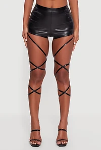 Faux Leather Lace Up Micro Shorts