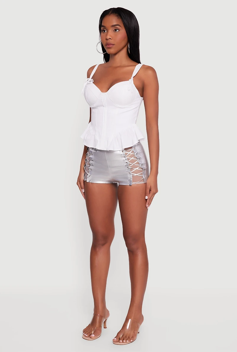 Faux Leather Detailed Micro Shorts