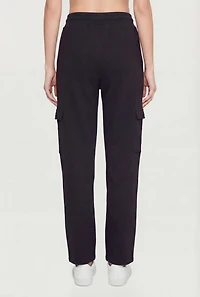 Solid Drawstring Waist Cargo Sweatpants