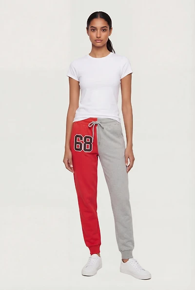 Color Block 68 Graphic Drawstring Waist Joggers