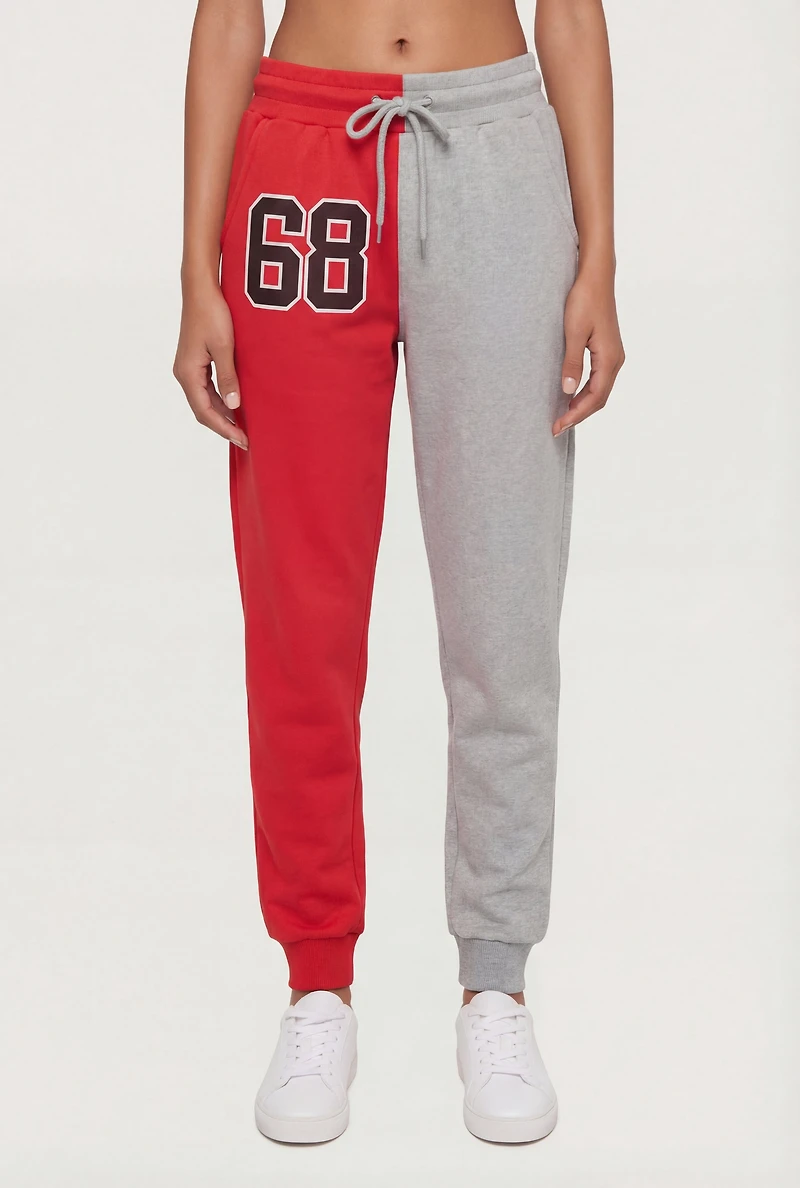 Color Block 68 Graphic Drawstring Waist Joggers