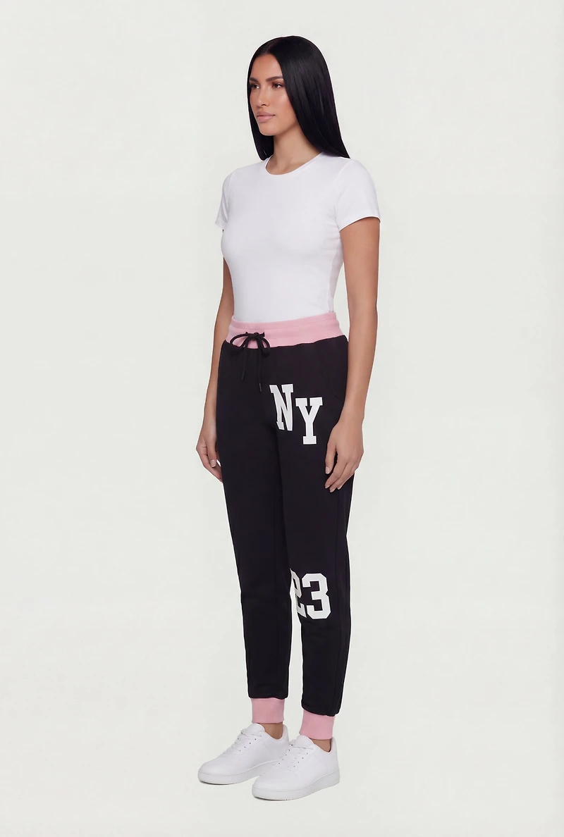 NY 23 Graphic Drawstring Waist Joggers
