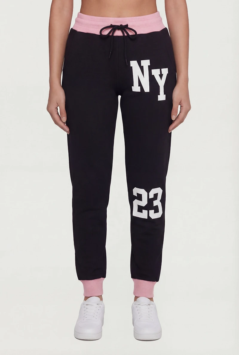 NY 23 Graphic Drawstring Waist Joggers