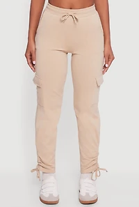 High Waisted Cargo Pocket Side Ruched Sweatpants