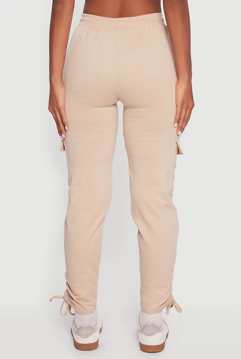 High Waisted Cargo Pocket Side Ruched Sweatpants