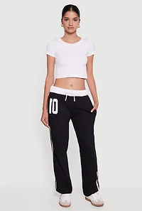 Drawstring Waist 10 Graphic Varsity Stripe Sweatpants