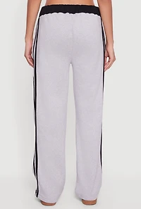 Womens Drawstring Waist 10 Graphic Varsity Stripe Sweatpants, Grey,