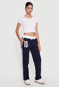Drawstring Waist 10 Graphic Varsity Stripe Sweatpants
