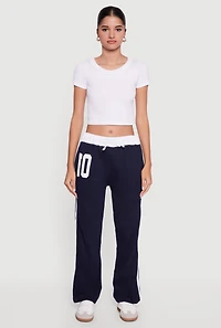 Drawstring Waist 10 Graphic Varsity Stripe Sweatpants