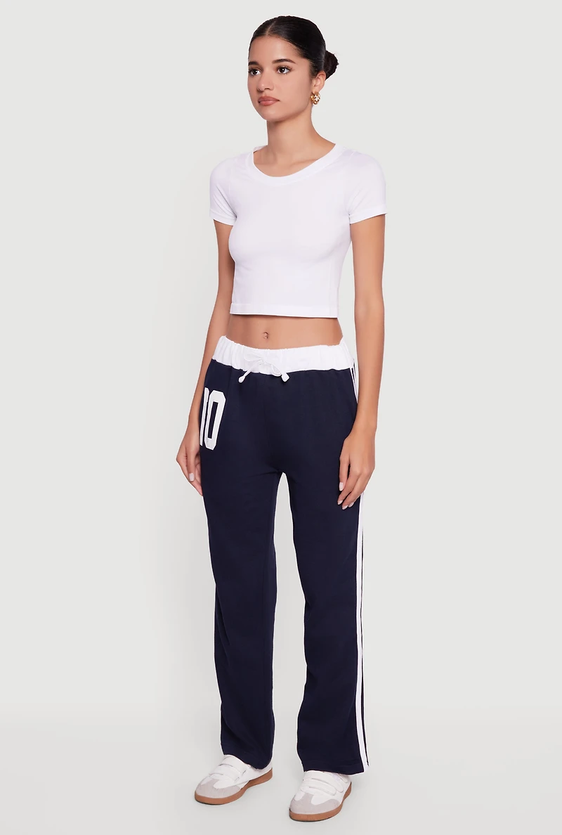 Drawstring Waist 10 Graphic Varsity Stripe Sweatpants