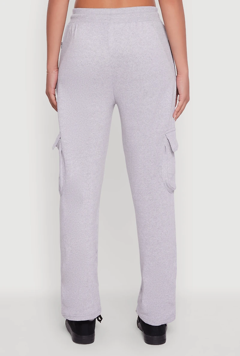 Zip Pocket Drawstring Waist Cargo Sweatpants