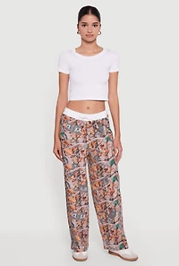 Contrast Trim Hunter Camo Wide Leg Sweatpants