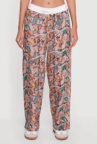 Contrast Trim Hunter Camo Wide Leg Sweatpants